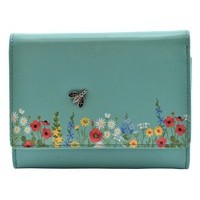MALA KALEI COMPACT PURSE FLOWERS AND BEE GENUINE LEATHER RFID PROTECTED FREE DELIVERY